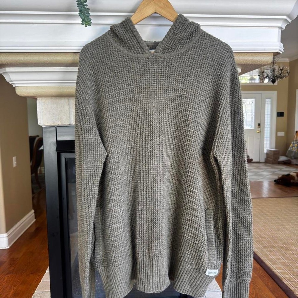 Banks Journal green wool blend hoodie sweater casual minimalist cozy fall XXL